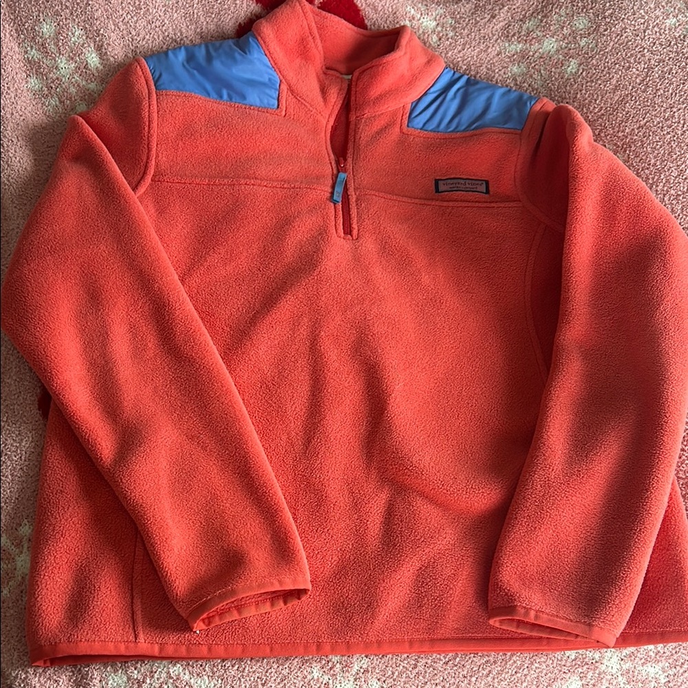 Vineyard Vines Fleece Pullover with Blue Accents